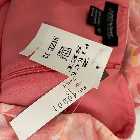 Cynthia Howie Maggy Boutique Skirt Women's 12 Pink Lined Y2k Floral Artsy - Picture 8 of 9